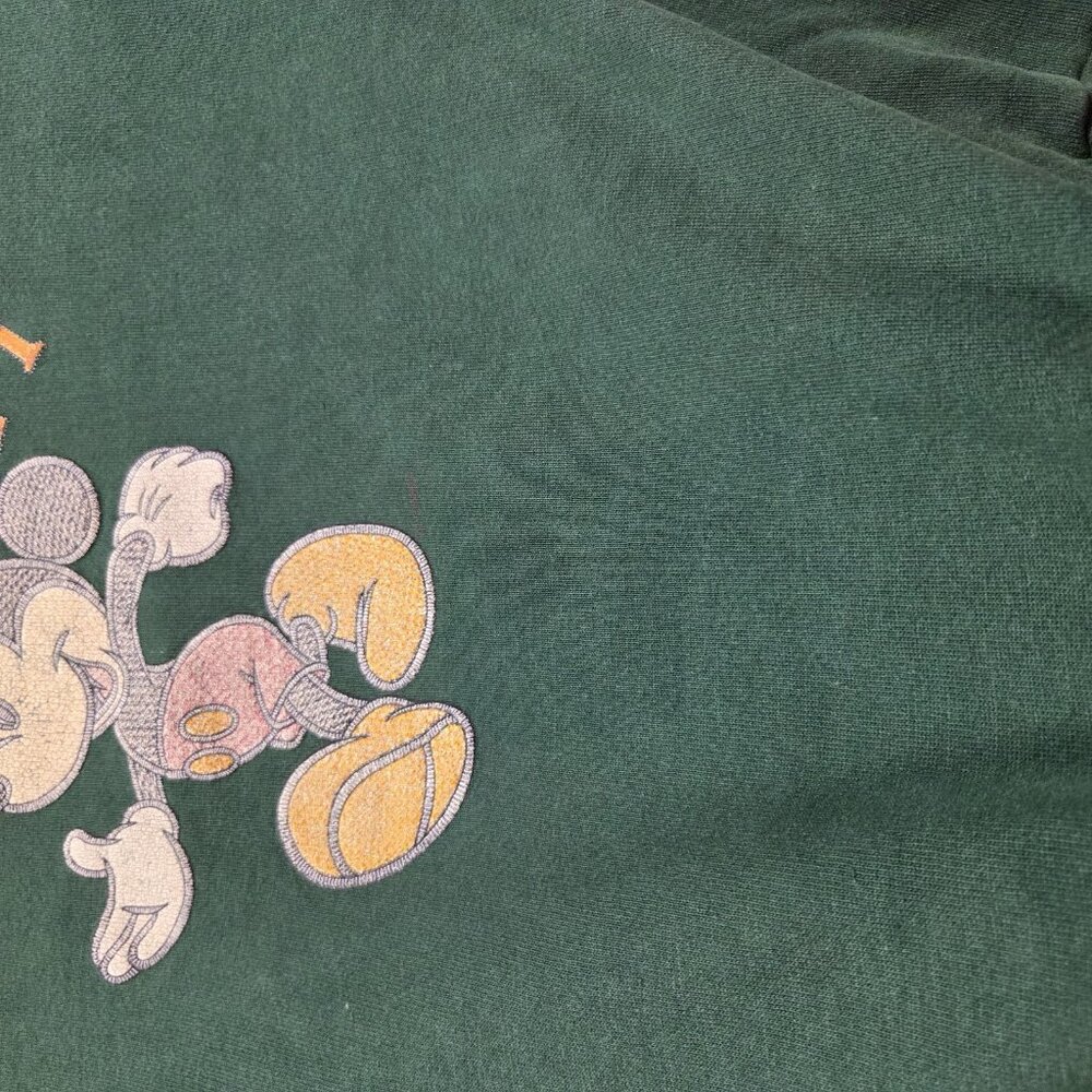 Vtg Disney Mickey Sweatshirt Adult Large Green Graphic Long Sleeve Crew - Picture 4 of 6